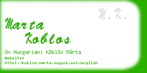 marta koblos business card